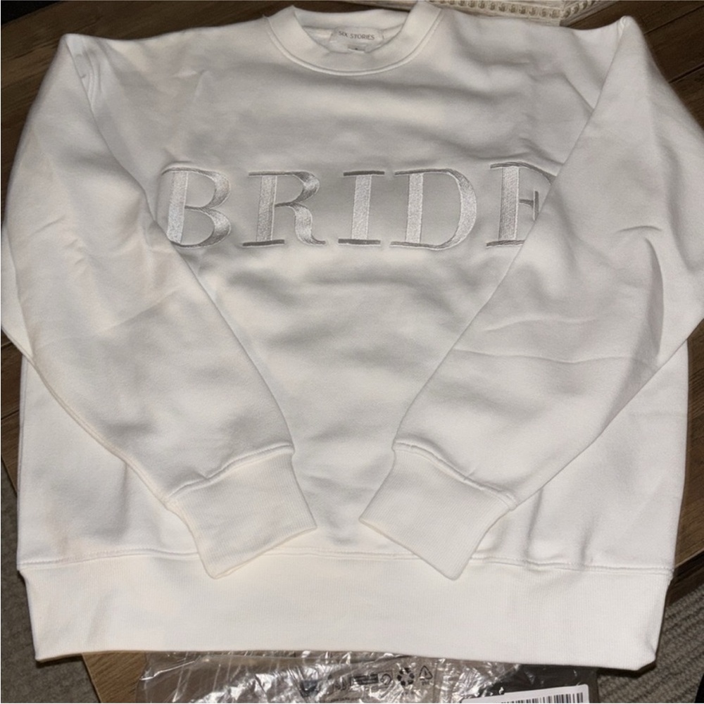 Six Stories Embroidered BRIDE Crew Sweatshirt
